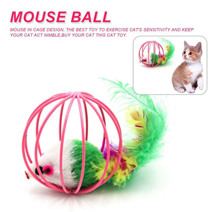 Pet Animals Cute Plush Toy Cat Toys Lovely Ball Mouse Toys for Cats Feather Funny Playing Mice Mouse Toys  Home & Kitchen
