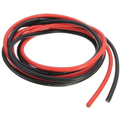 12 AWG 10 Feet 3 Meters Gauge Silicone Wire Flexible Stranded Copper Electrical Cables For RC Both Black/Red Two Wires