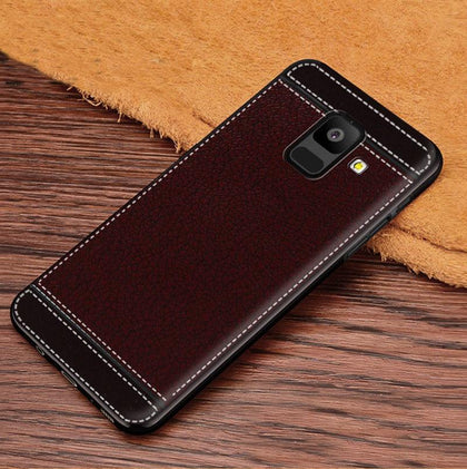 For Galaxy A6 2018 A600F Drop-Proof Leather Texture Soft TPU Case for Samsung Galaxy A6 Plus 2018 A605G Coque Funda Capa