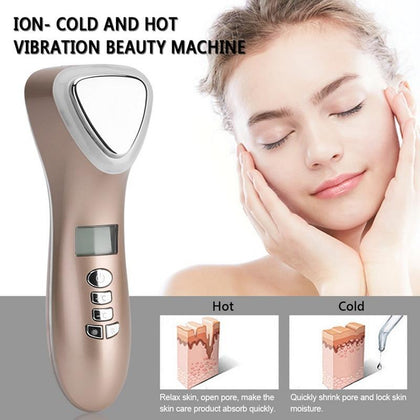 Ultrasonic Cryotherapy LED Hot Cold Hammer Facial Lifting Vibration Massager Face Body Spa Import Export Beauty Salon Machine