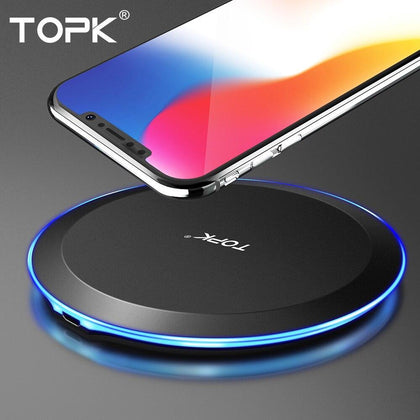 TOPK B46W 10W Wireless Charger For iPhone X/XS Max XR 8 Plus Fast Charging for Samsung S8 S9 Note 9 8 Phone Charger Pad
