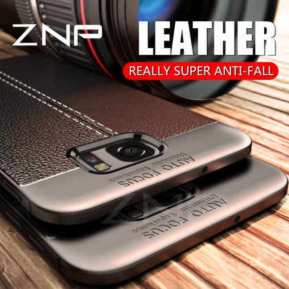 ZNP Luxury Silicone Litchi Leather Carbon Fiber Cover Case For Samsung Galaxy S6 S7 Edge A8 A3 A5 A7 J5 J7 2016 2017 Phone Case