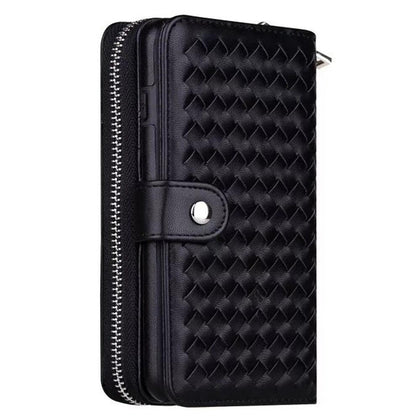 Zipper Removable Wallet Bag Woven Leather Case Cover For iPhone 7 6 6S Plus 5S Samsung galaxy S8 S9 S10 Plus S7 Edge Note 4/5/9