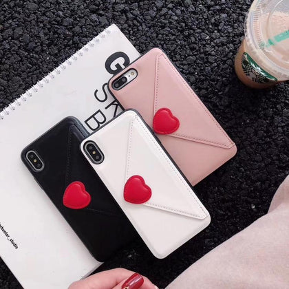 CKHB card holder phone back cover case for iphone 7 8 Plus X XS Max envelope style phone cases for iphone 8Plus Cute lady case