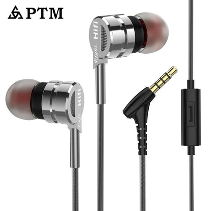 Earphone Headphones PTM D05 Metal Stereo Headset With Mic Earphones Noise Cancelling auriculares Earbud for phone Xiaomi Music