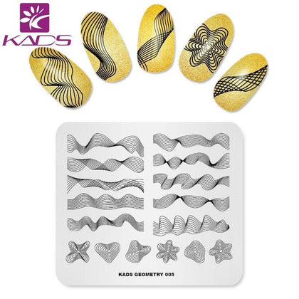KADS Geometry 005 3D Image Geometric Shape Nail Design Stamp Stencil Nails Tool Nail Art Stamping Plate for Nail Art