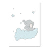 Nditb Cute Cartoon Elephant Moon Canvas Art Painting Posters Prints Decorative Picture Baby Bedroom Nursery Wall Decoration