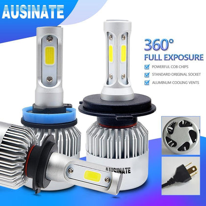 Turbo H1 Led Car Headlight H4 High/Low Beam Led Bulbs COB Chips H3 H7 H8 H9 H11 H13 HB3 HB4 H27 LED Fog Light 6500K 72W 8000LM