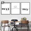Mr Mrs Family Simple Quotes Wall Art Canvas Poster Minimalist Print Couple Anniversary Painting Picture For Living Room Decor