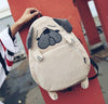 Women Backpack Schoolbag Canvas Cute Dog Fox Ear Embroidery Corduroy Backpack Female Vintage Notebook Backpack For Girls School