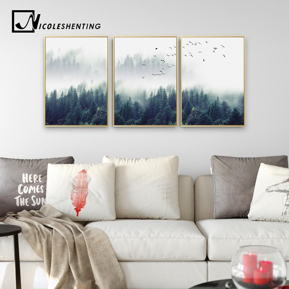 Nordic Decoration Forest Lanscape Wall Art Canvas Poster And Print Canvas Painting Decorative Picture For Living Room Home Decor