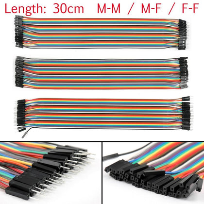 Areyourshop 40Pcs Dupont Wire Jumper Cables 30cm M-M M-F F-F 1P-1P For Arduino Breadboard 30cm Wholesale Male Female Cables