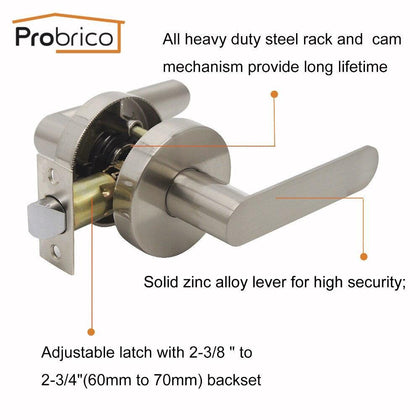 Probrico Stainless Steel Entrance/Privcy/Passage Door Lock Brushed Nickel Door Knob Door Handle DL8606SN
