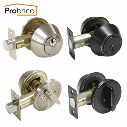 Probrico Deadbolt With Key And Button Nickel /Oil Rubbed Bronze Finished Single Cylinder Home Door Gate Atresia Mortice Haedware