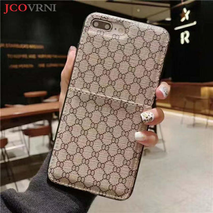 JCOVRNI The New Classic  double O-pattern card holder for iphone XR XSMAX 7plus 8plus all-inclusive protection phone back cover