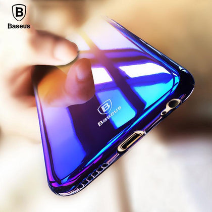 Baseus Originality Case For iPhone X 6s plus luxury Aurora Gradient Color Transparent Case For iPhone X 6 6s Plus Hard PC Cases