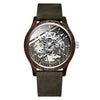 Ik Colouring Men Watch Fashion Casual Wooden Case Crazy Horse Leather Strap Wood Watch Skeleton Auto Mechanical Male Relogio