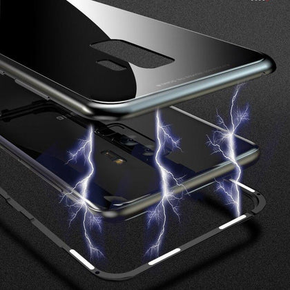 Magnetic Adsorption Flip Case for Samsung Galaxy S8 S9 Plus Note 8 S7 S7 Edge Tempered Glass Back Cover Luxury Metal Bumper Case