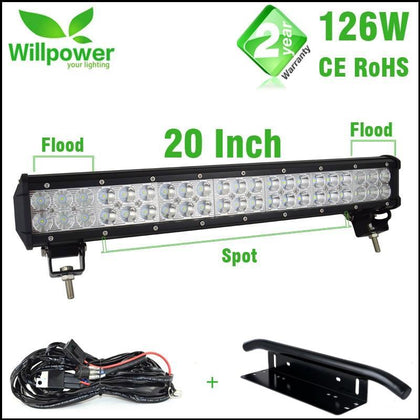 Hot Sale Combo Beam 20 inch 126w Offroad LED Light Bar Work Light 4x4 Car LED Light Bar 12v Wire Harness With Light Bar Bracket