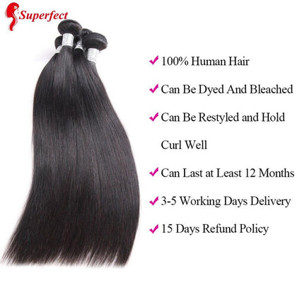 Brazilian Straight Hair Bundles With Closure Human Hair Bundles With Closure 3 Bundles With Closure Remy Hair Extensions