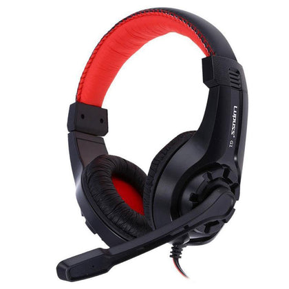 Lupuss G1 Wired Headphones with Microphone Adjustable Over Ear Gaming Headsets Earphones Low Bass Stereo for PC
