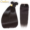 Human Hair Bundles With Closure Brazilian Straight Hair Bundles With Closure Ossilee Remy Hair Extension 3 Bundles With Closure