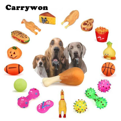 CARRYWON Pet Dog Cat Chew Toys Anti Bite Squeaker Squeaky Plush Sound Cute Ball Chicken Leg Designs Puppy Bath Brush Comb