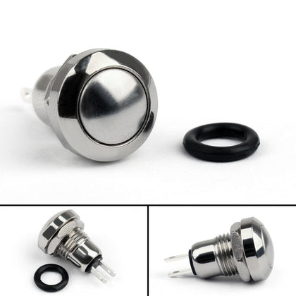 Areyourshop Push Button Switch 8mm Mini 1NO 2Pin Metal Momentary Push Button Switch 3A/250V 1/4Pcs