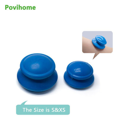 Povihome 2Pcs Health Care Silicone Vacuum Cans Cupping Cups Neck Face Back Massage Cupping Cups Relax Full Body Massager Jar
