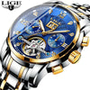 Lige Men Watches Automatic Mechanical Watch Fashion Diamond Clock Male Stainless Steel Waterproof Watch Men Relogio Masculino
