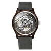 Ik Colouring Men Watch Fashion Casual Wooden Case Crazy Horse Leather Strap Wood Watch Skeleton Auto Mechanical Male Relogio