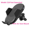 10W Qi Car Wireless Charger For Iphone Xs X Samsung S10 S9 Xiaomi Mi Automatic Clamping Fast Wireless Charging Car Phone Holder
