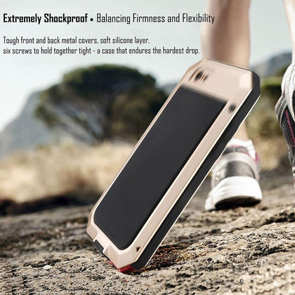 Heavy Duty Protection Case for iPhone 7 6 6s Plus 5 5s SE Cover Metal Aluminum Shockproof Armor Phone Cases + Glass Screen Film