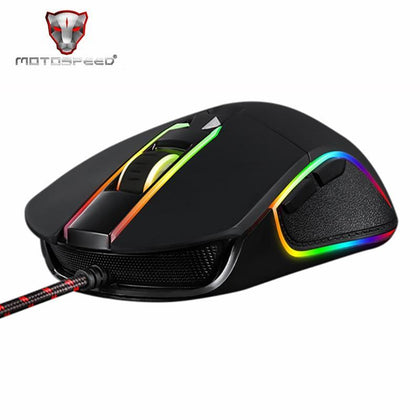 Motospeed V30 RGB Programming 3500 DPI Gaming Gamer Mouse USB Computer Wried Optical Mice Backlit Breathing LED for PC Game
