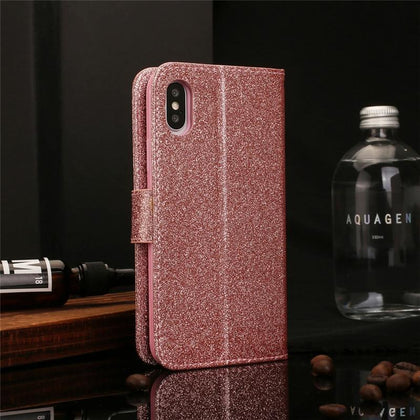 Tikitaka Glitter Crystal Diamond Case For Iphone 6 6s Plus 7 8 Plus Kickstand Flower Wallet Case Coque For Iphone X XS Funda