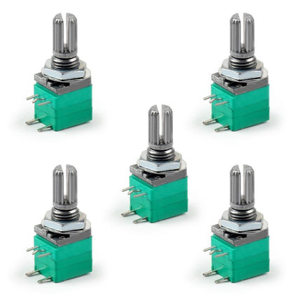 Areyourshop Potentiometer 6mm 5pin Knurled Shaft Single Linear B50K Ohm Rotary Potentiometer Switch 5/20Pcs Wholesale Switches 