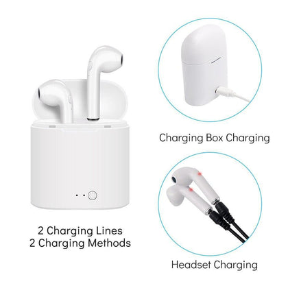 I7 TWS Wireless Bluetooth Headsets Earphone Stereo Headphone Mini In-Ear Headsets Sports for iPhone Samsung with Charging Box   