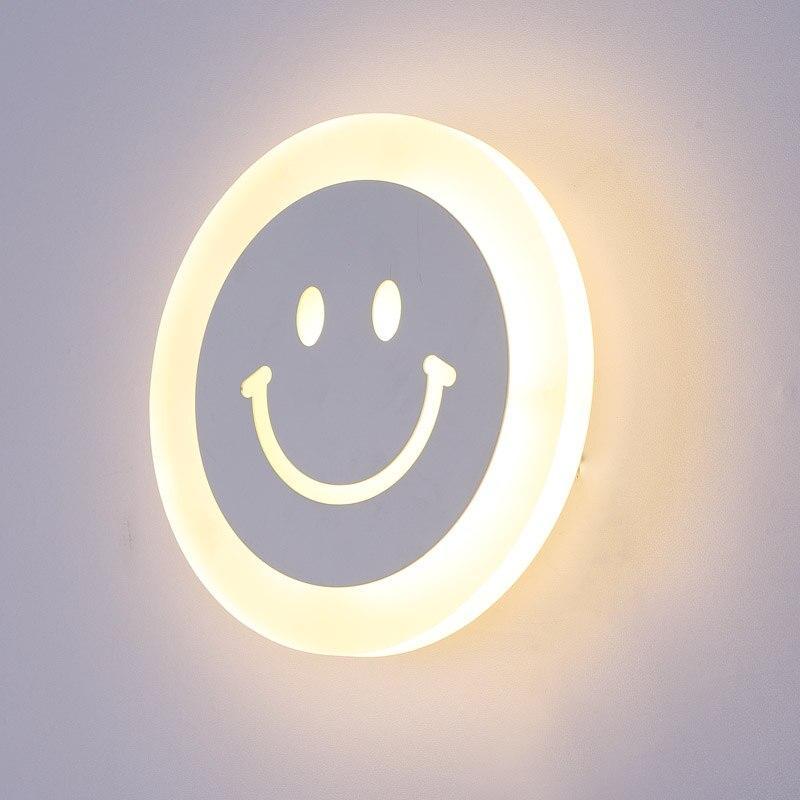 Creative Led Smile Face Wall Lamp Simple Kids Cartoon Bed Room Light Ultra-Thin Acrylic Porch Aisle Lanterns Passage Luminaire