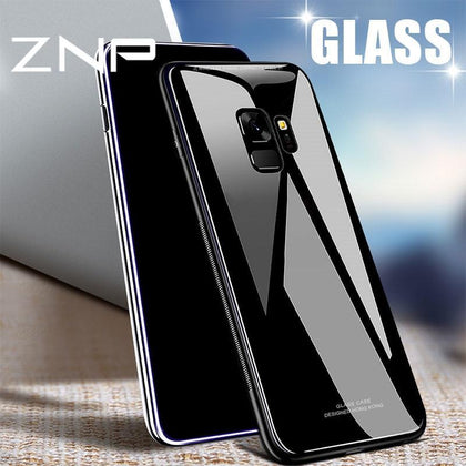 ZNP Luxury Back Glass Cover Case For Samsung Galaxy S9 S8 Plus Tempered Glass Phone Cases For Samsung Note 8 S7 Edge S8 S9 Case