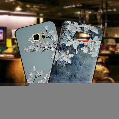 ShuiCaoRen Luxury Silicone Case For Samsung Galaxy S6 edge Pretty Flower TPU Phone Cover For Samsung S6 edge plus Cases