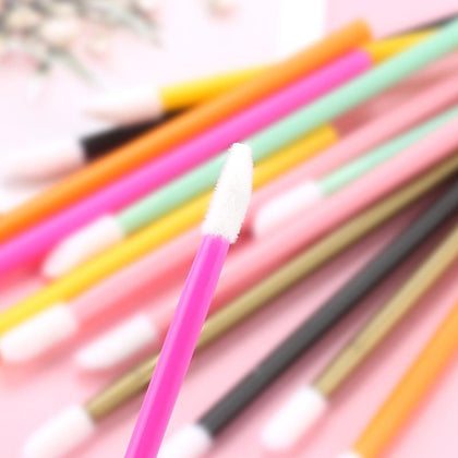 50pcs Disposable Lip Brush Set Lipstick Mascara Wands Brush Cleaning Eyelash Eyebrow Make Up Applicators tools