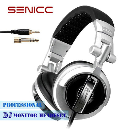 SENICC ST-80 Professional Stereo DJ Studio Headphones Portable Monitor Headset with 3.5mm 6.3mm Jack with 2.5m Extended Cord