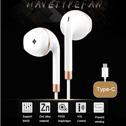 USB Type-C Earphones Wired Control With Microphone Type C Earphone USB-C Earbuds For LeEco Le 2 / Max/ Pro for Xiaomi Mi5