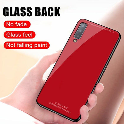 H&A Luxury Glass Phone Case For Samsung Galaxy J4 J6 J8 Plus 2018 Soft Silicone Cover Case For Galaxy A6 A7 A8 2018 Phone Case 