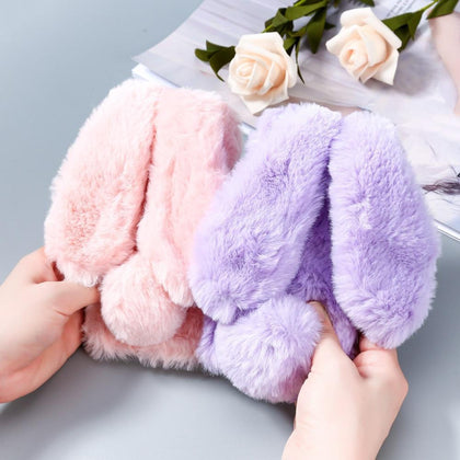 Fashion Fluffy Plush Warm Cell Phone Cases For iPhone SE 5 5s Cases Fur Rabbit Diamond Cover Soft TPU Fundas Coque For iPhone 5