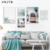 Nditb Scandinavian Tropical Landscape Posters Modern Prints Sea Beach Bus Wall Art Canvas Painting Nordic Decoration Pictures