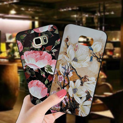 ShuiCaoRen Luxury Silicone Case For Samsung Galaxy S6 edge Pretty Flower TPU Phone Cover For Samsung S6 edge plus Cases