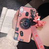 For Samsung Galaxy Note 9 8 S9 S8 Plus S7 Edge 3D Cute Cartoon Pink Panther Stander Strap Lanyard Cover Blu-Ray Camera Soft Case