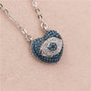 Uloveido Evil Eye Necklaces & Pendants Blue Cubic Zirconia Necklace Women Chain Heart Necklace With An Eye Jewelry 5% Off Y319 (Platinum Plated Blue 45Cm)