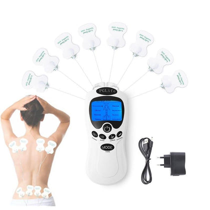 English Or Russian Dual Channel 2 in 8 Tens Unit Electronic Therapy Body Neck Massager Pulse Meridian Machine Muscle Stimulator
